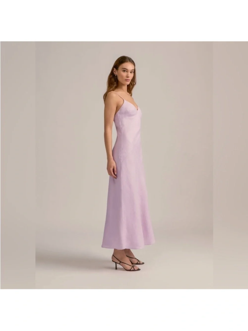 Favorite Daughter Josette Lilac Linen Midi / Maxi Dress with Spaghetti Straps - Picture 2 of 3